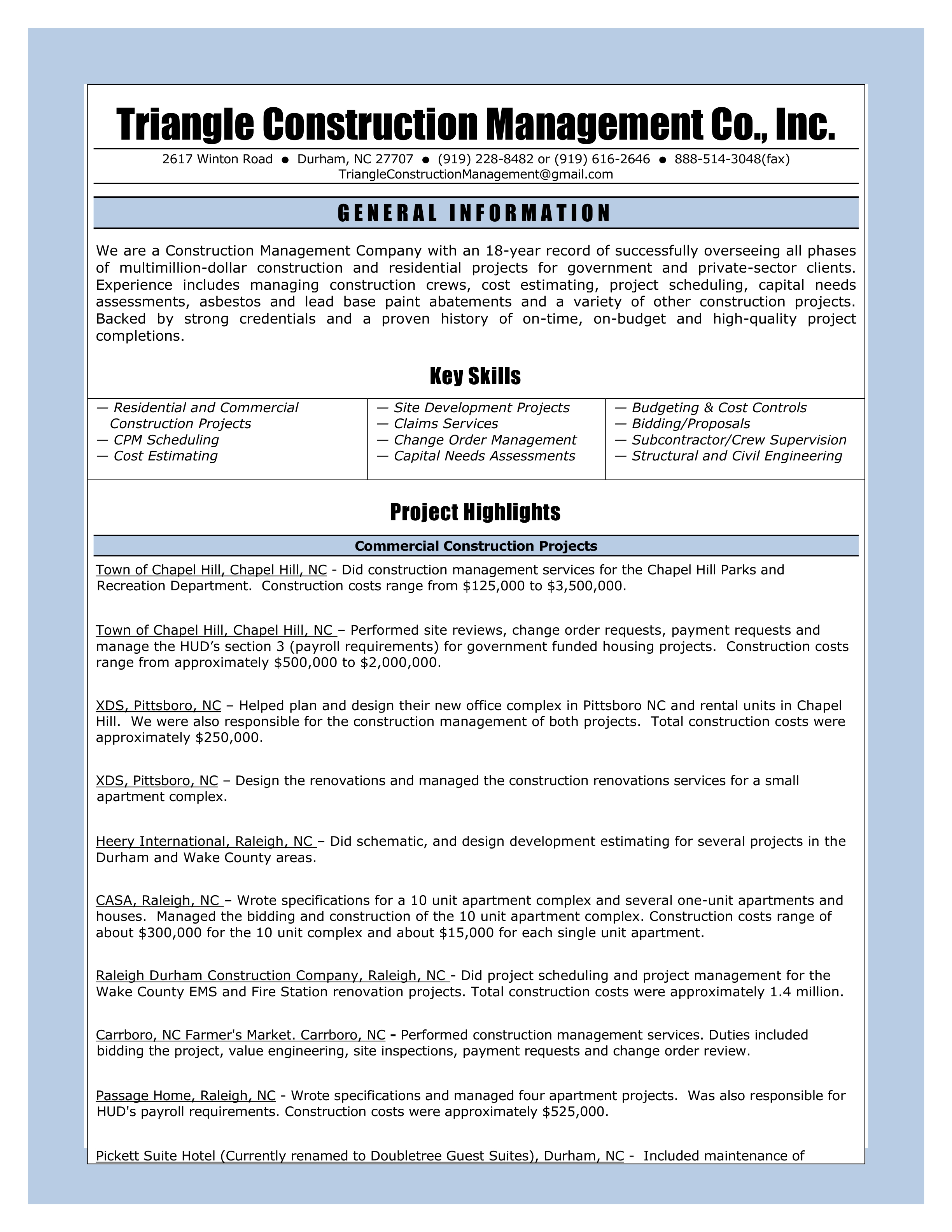 Company Resume Samples Construction Company Resume Template Free Resume Builder And Save. chronological ...